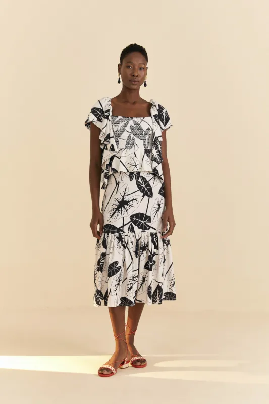 Off-White Graphic Leaves Midi Dress sold by FARM Rio