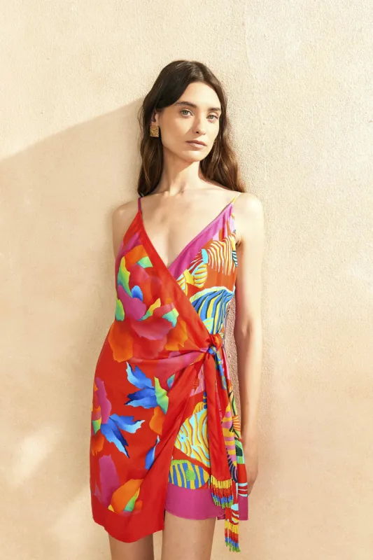 Mixed Ombre Chita Scarf Lenzing™ Ecovero™ Viscose Mini Dress sold by FARM Rio