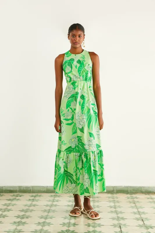Green Dewdrop Floral Midi Dress sold by FARM Rio