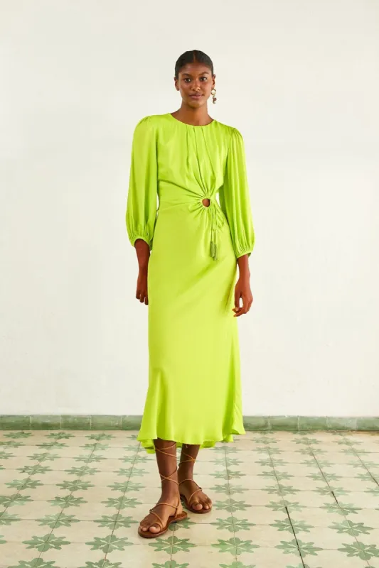 Lime Circle Cut Out Lenzing™ Ecovero™ Viscose Midi Dress sold by FARM Rio