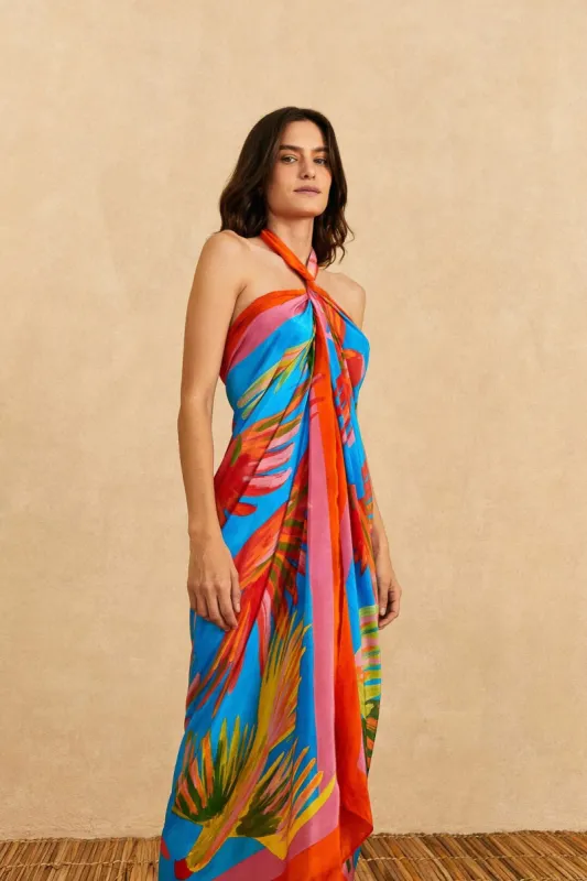 Blue Painted Birds Sarong sold by FARM Rio