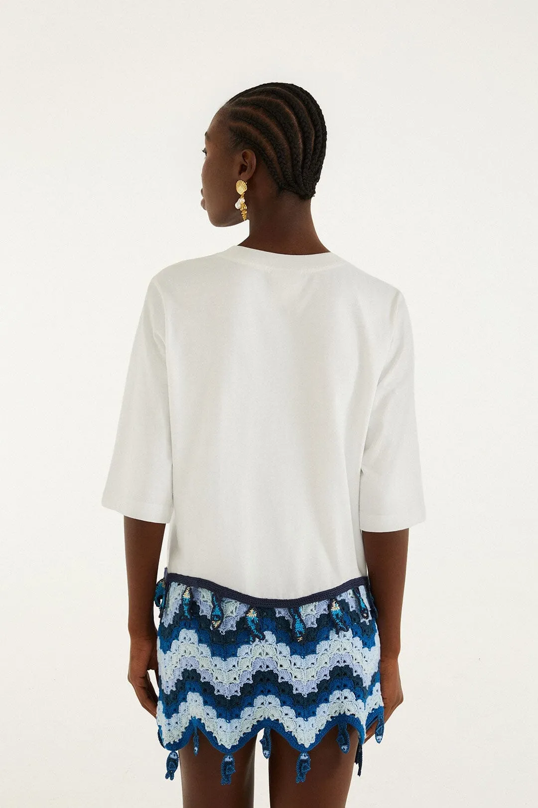 Off-White Summer In The Tropics Crochet Hem T-Shirt sold by FARM Rio product image thumbnail 2