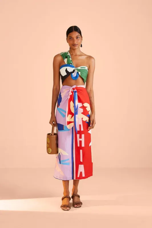 Brasil Bahia Scarves Midi Skirt sold by FARM Rio