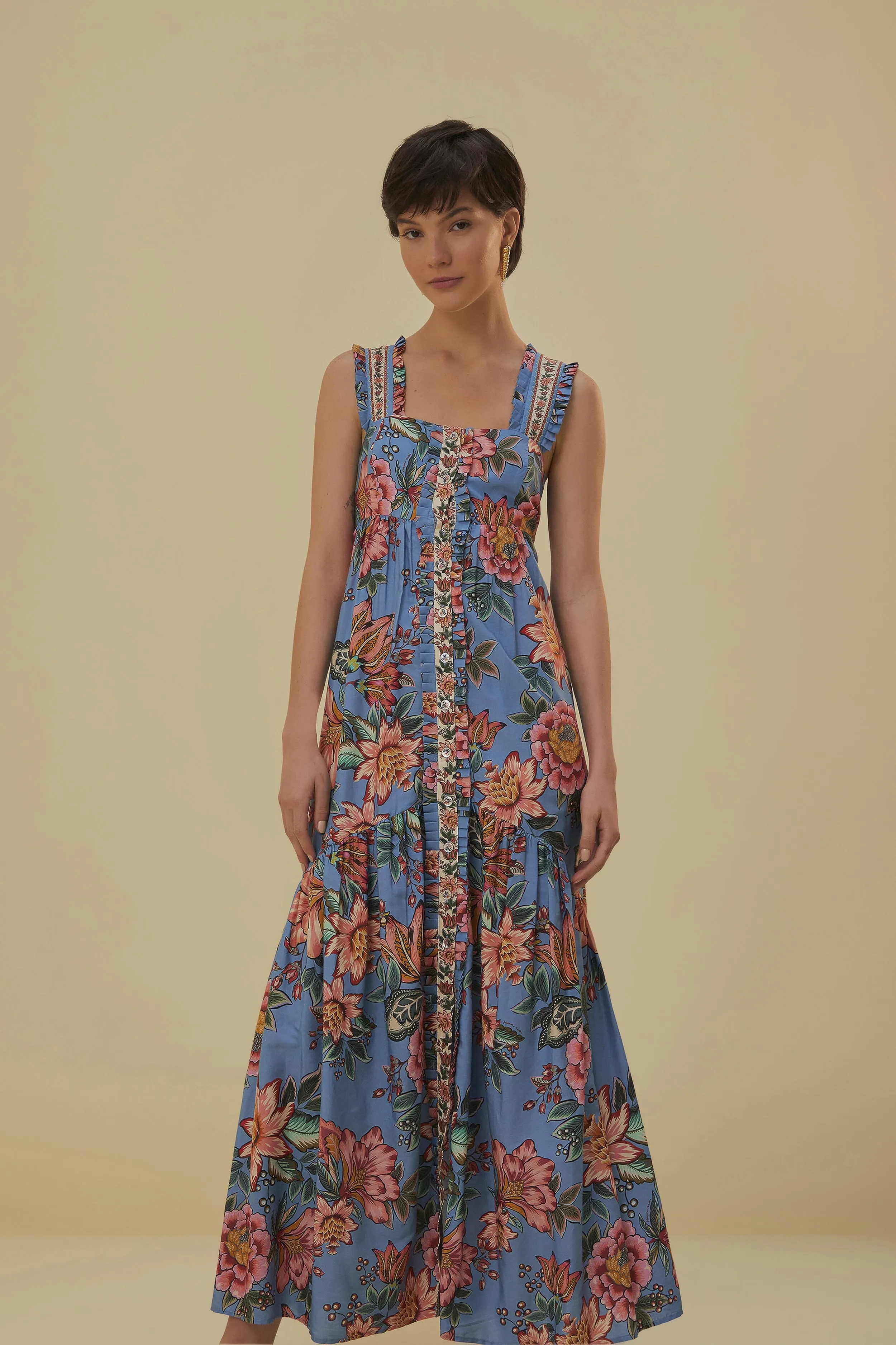 Blue Wonderful Bouquet Sleeveless Maxi Dress sold by FARM Rio product image thumbnail 5