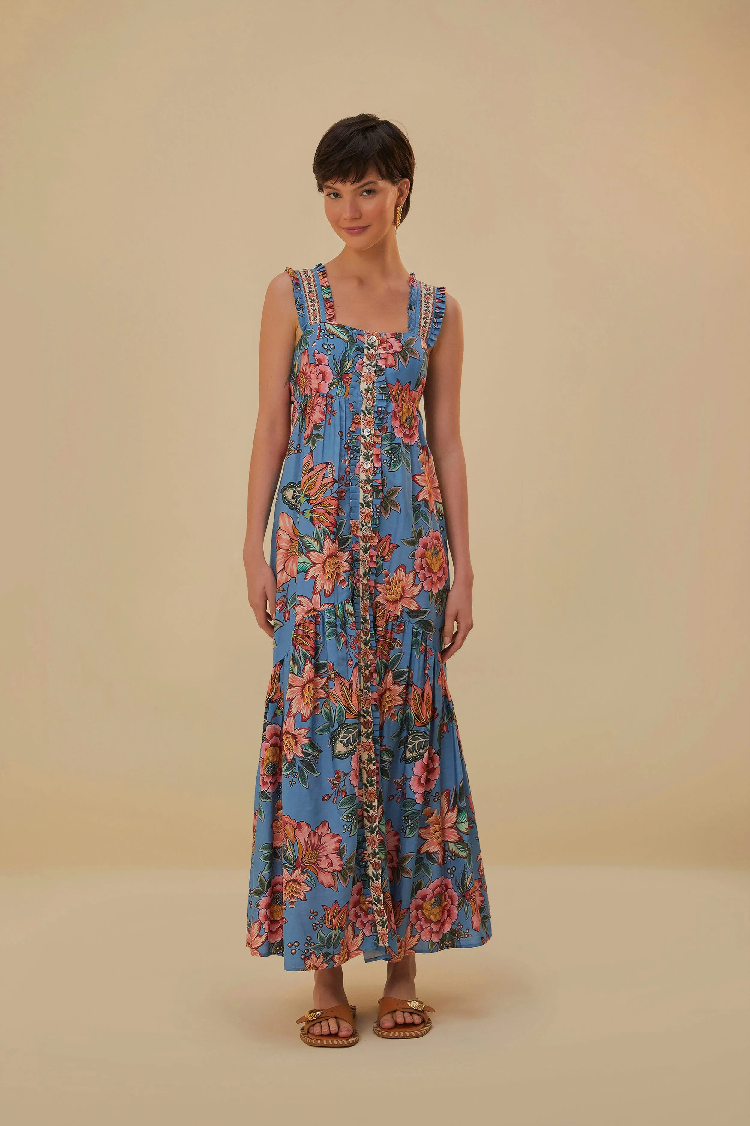 Blue Wonderful Bouquet Sleeveless Maxi Dress sold by FARM Rio product image thumbnail 2