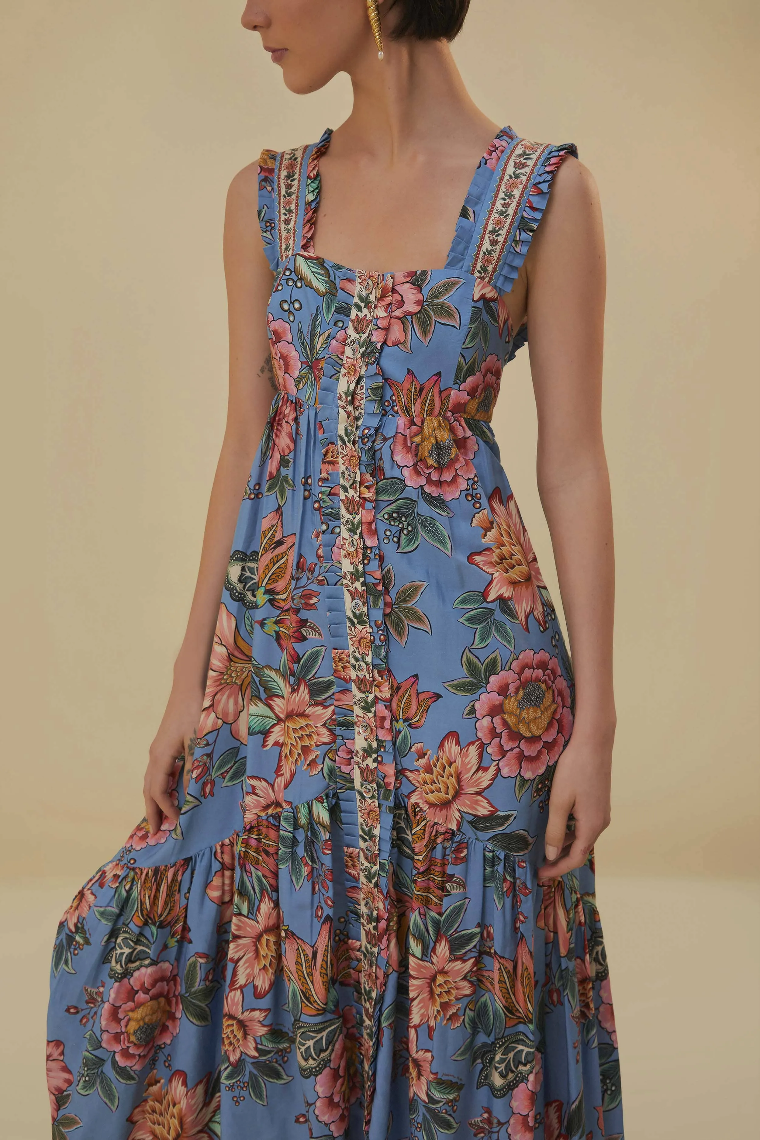 Blue Wonderful Bouquet Sleeveless Maxi Dress sold by FARM Rio product image thumbnail 3