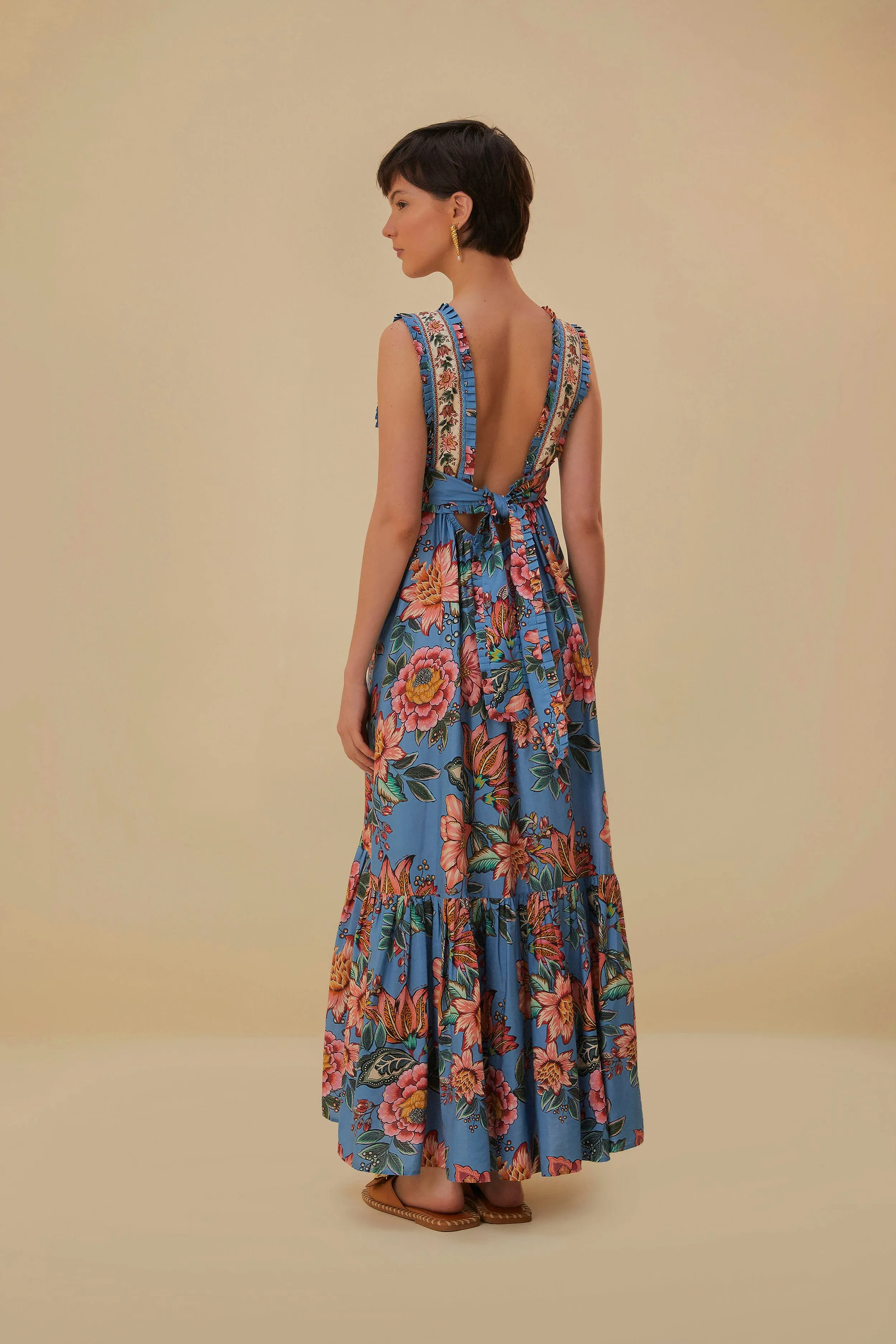 Blue Wonderful Bouquet Sleeveless Maxi Dress sold by FARM Rio product image thumbnail 4