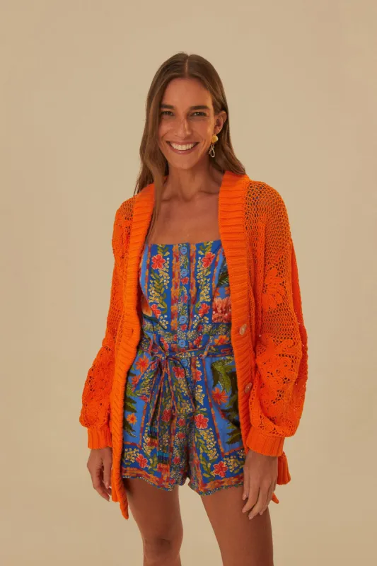 Orange Embroidered Knit Cardigan sold by FARM Rio