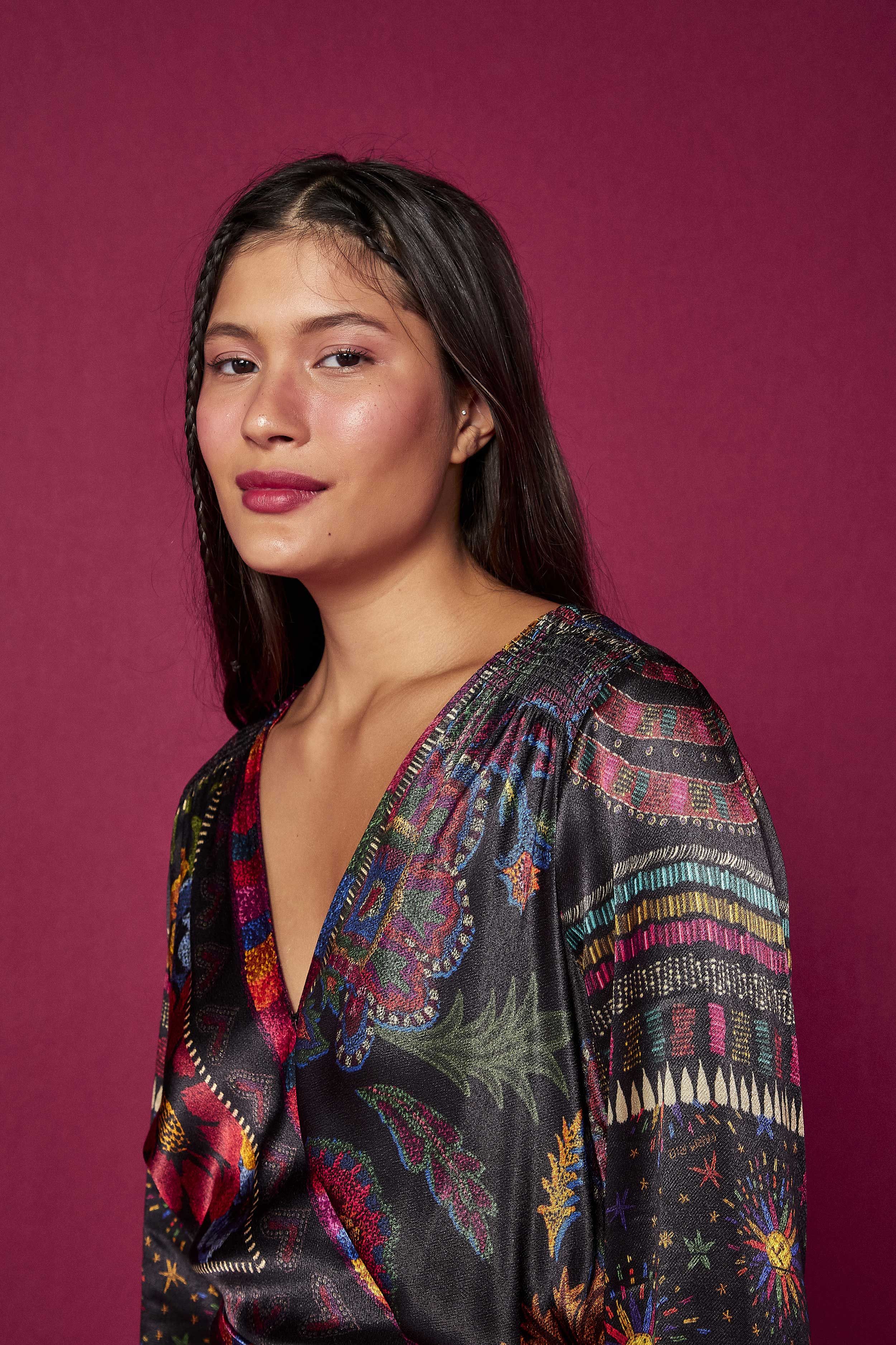 Black Mixed Scarves Mini Dress sold by FARM Rio product image thumbnail 3