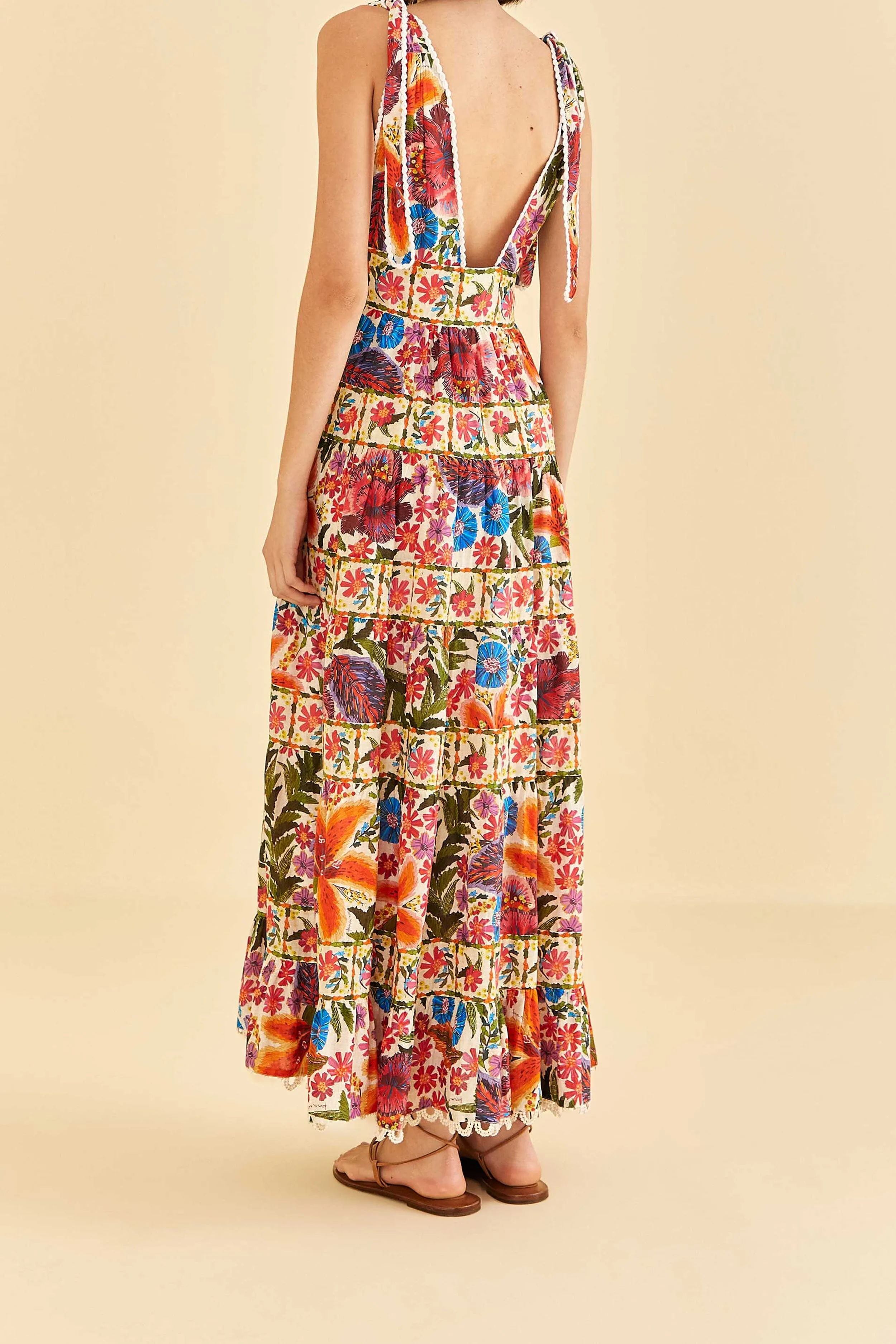 Off-White Tropical Yard Sleeveless Midi Dress sold by FARM Rio product image thumbnail 3