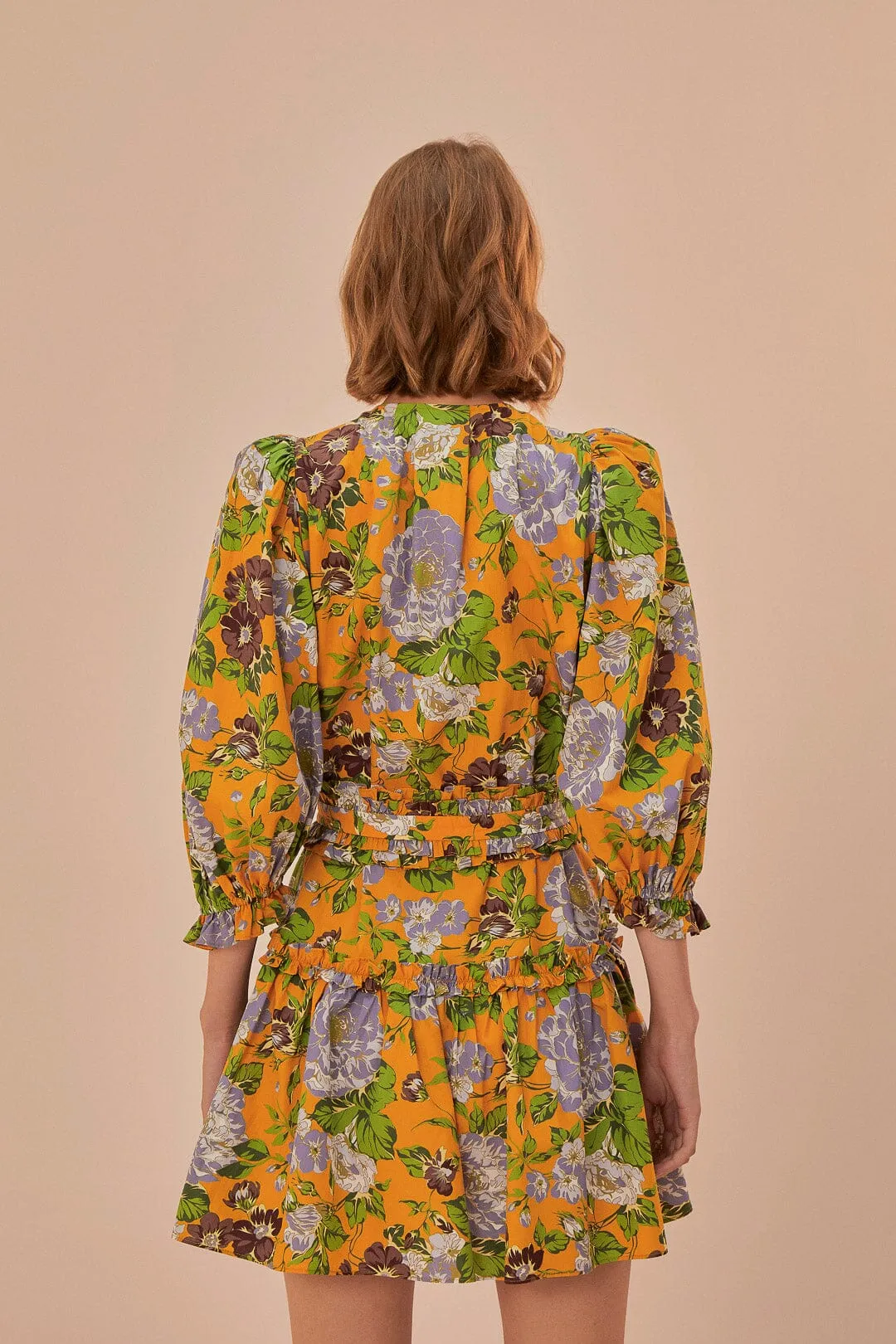 Yellow Capri Floral Short Sleeve Mini Dress sold by FARM Rio product image thumbnail 4