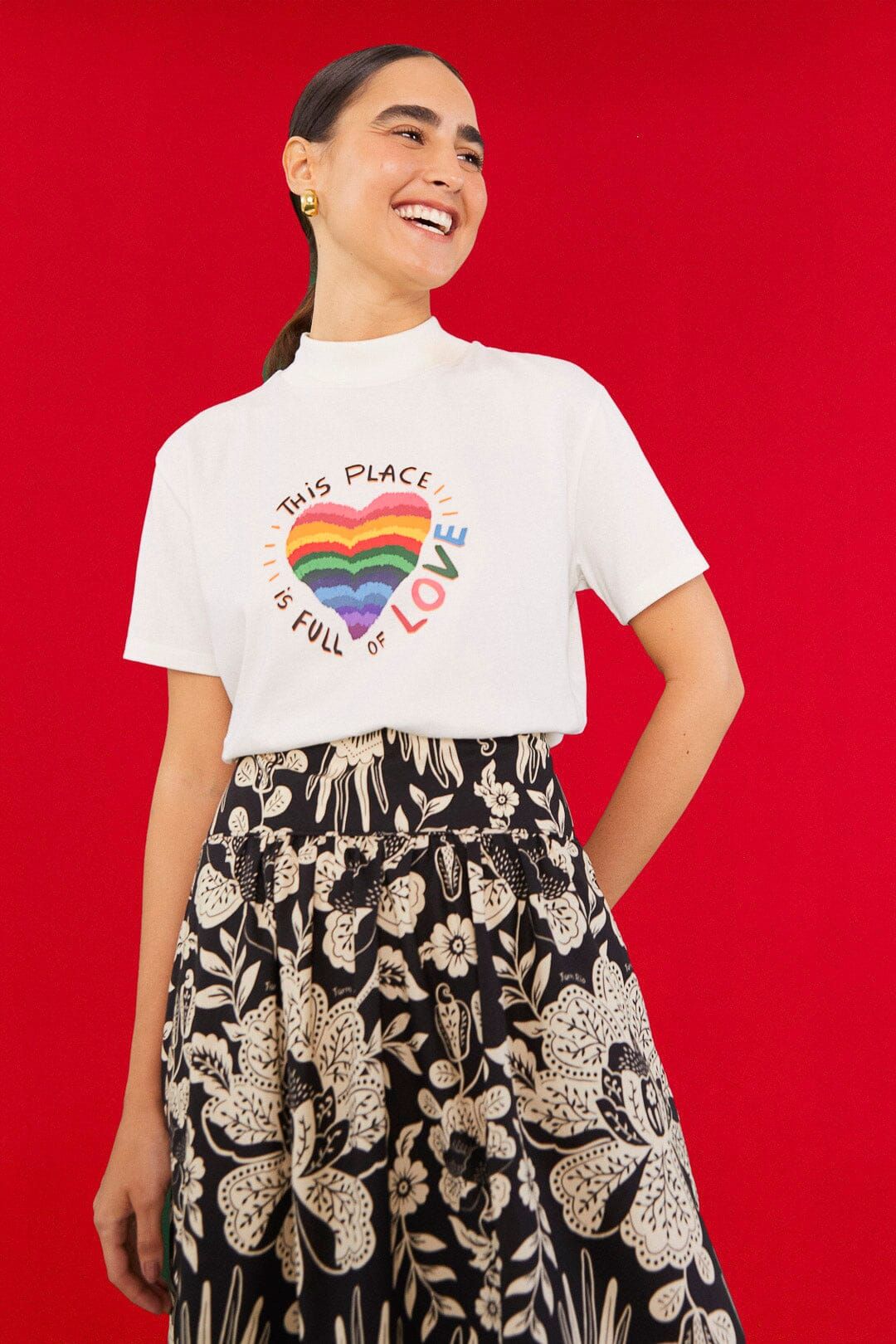 Off White Full Of Love Organic Cotton T Shirt sold by FARM Rio