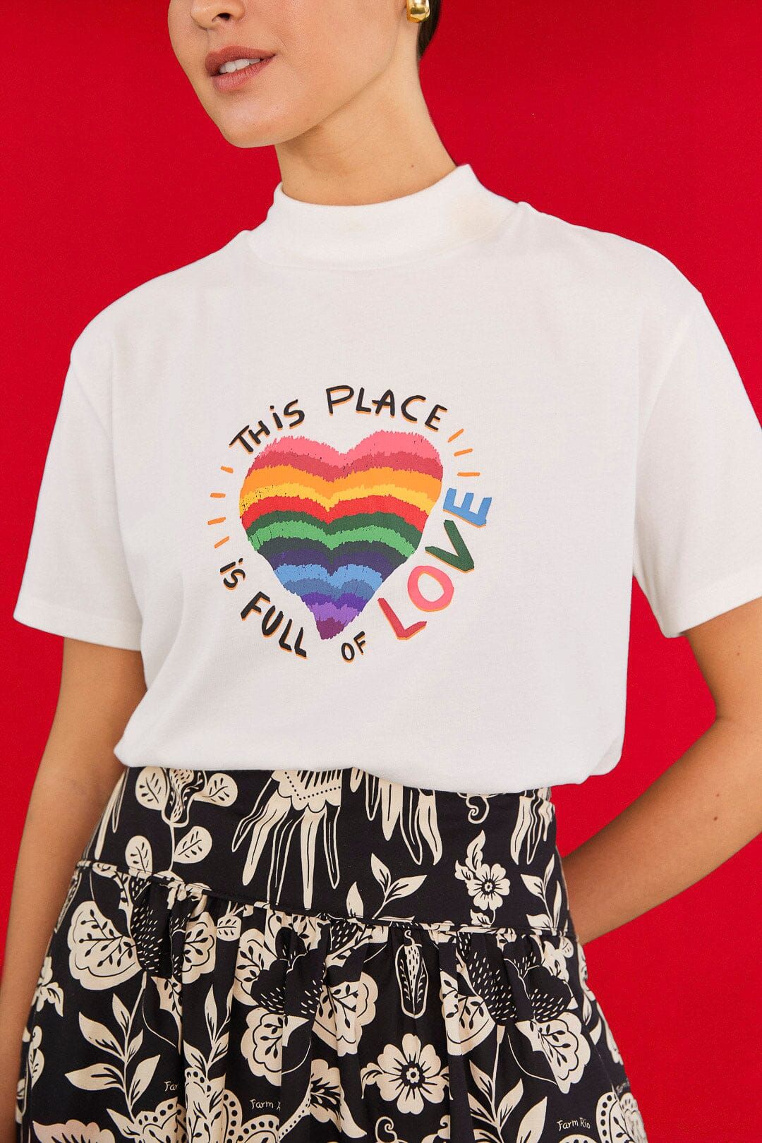 Off White Full Of Love Organic Cotton T Shirt sold by FARM Rio product image thumbnail 3