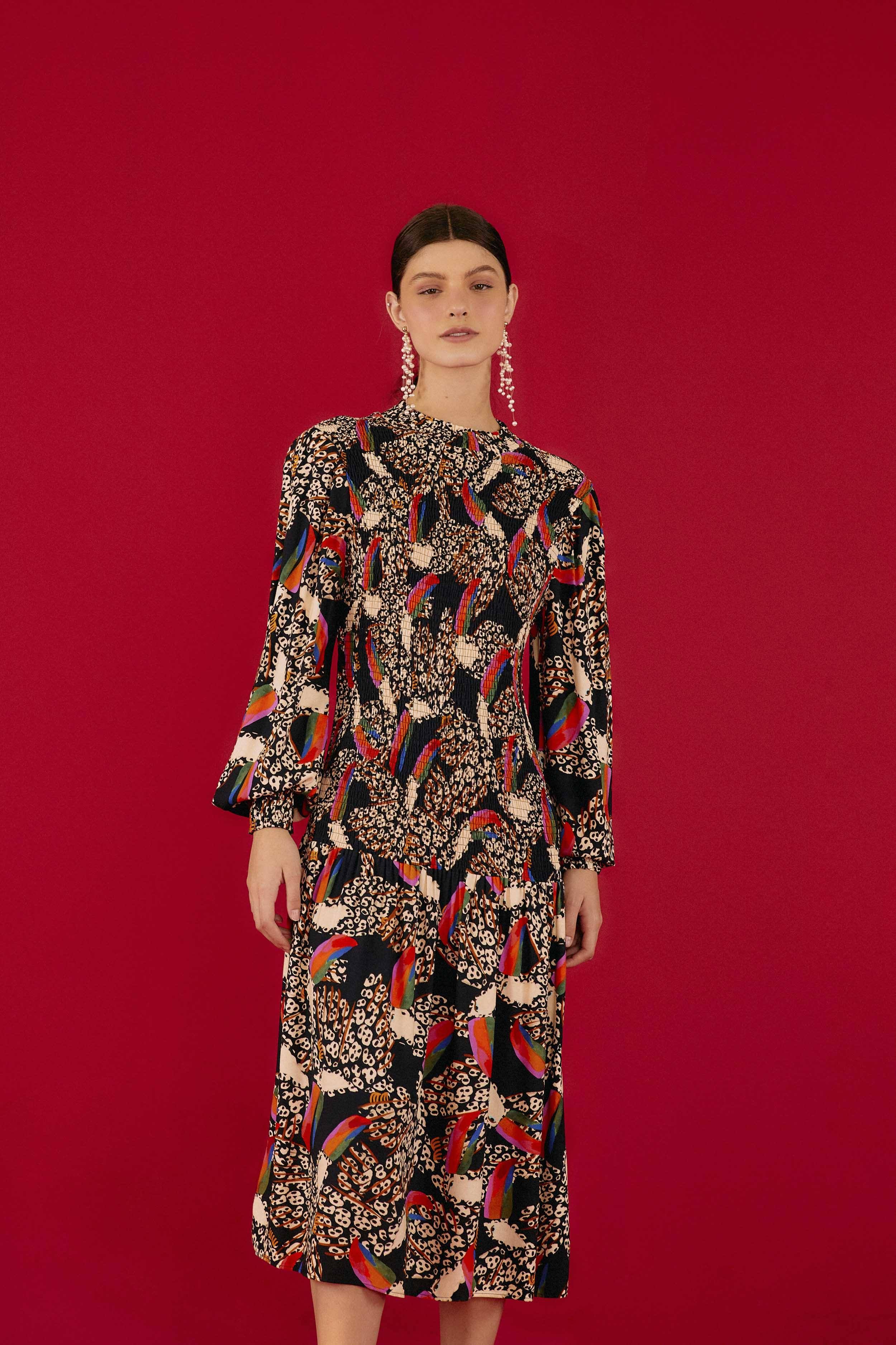 Leopard Toucans Midi Dress sold by FARM Rio
