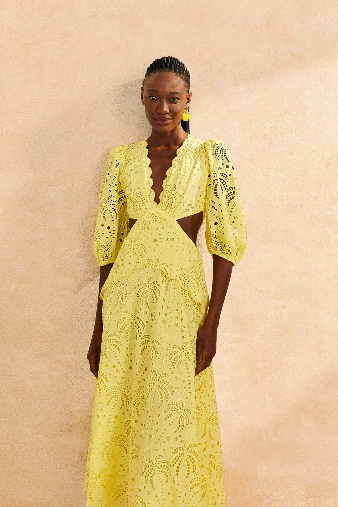 Light Yellow Richelieu Midi Dress sold by FARM Rio
