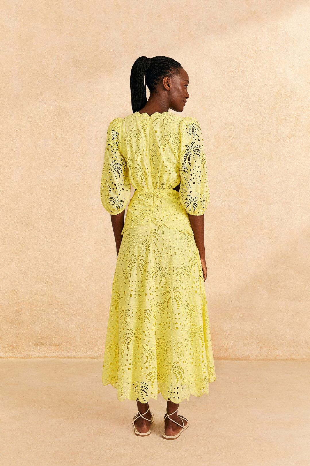 Light Yellow Richelieu Midi Dress sold by FARM Rio product image thumbnail 4