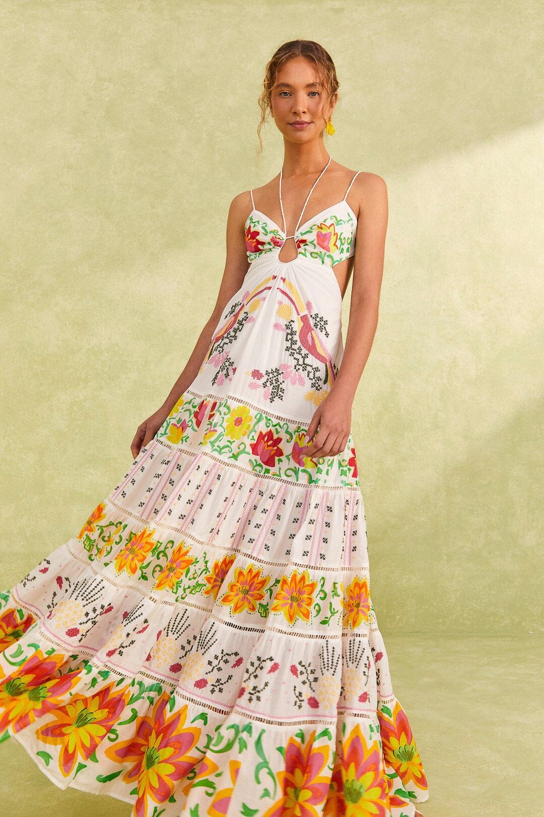 Red Mixed Neon Floral Maxi Dress sold by FARM Rio