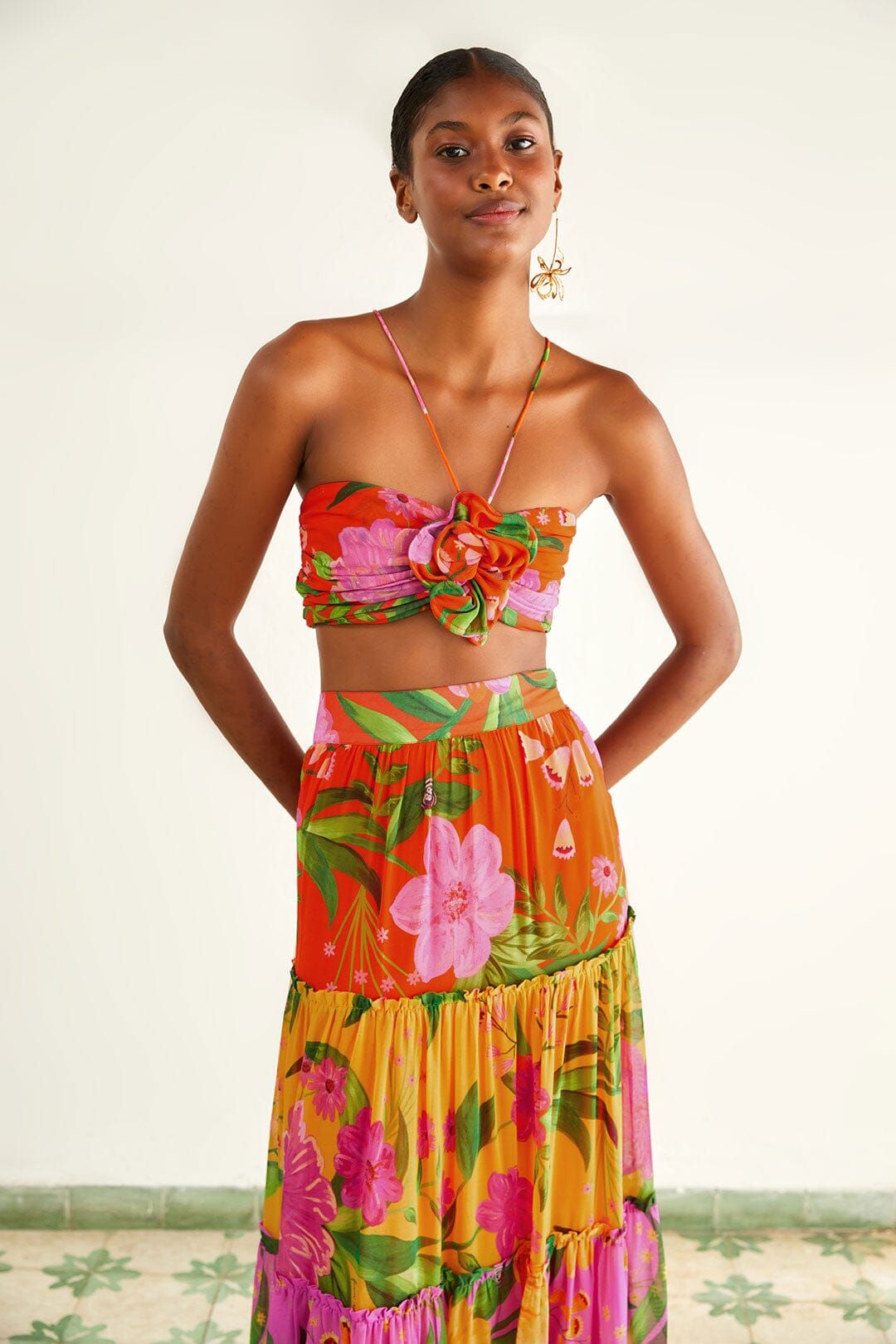 Orange Romantic Garden Crop Top sold by FARM Rio