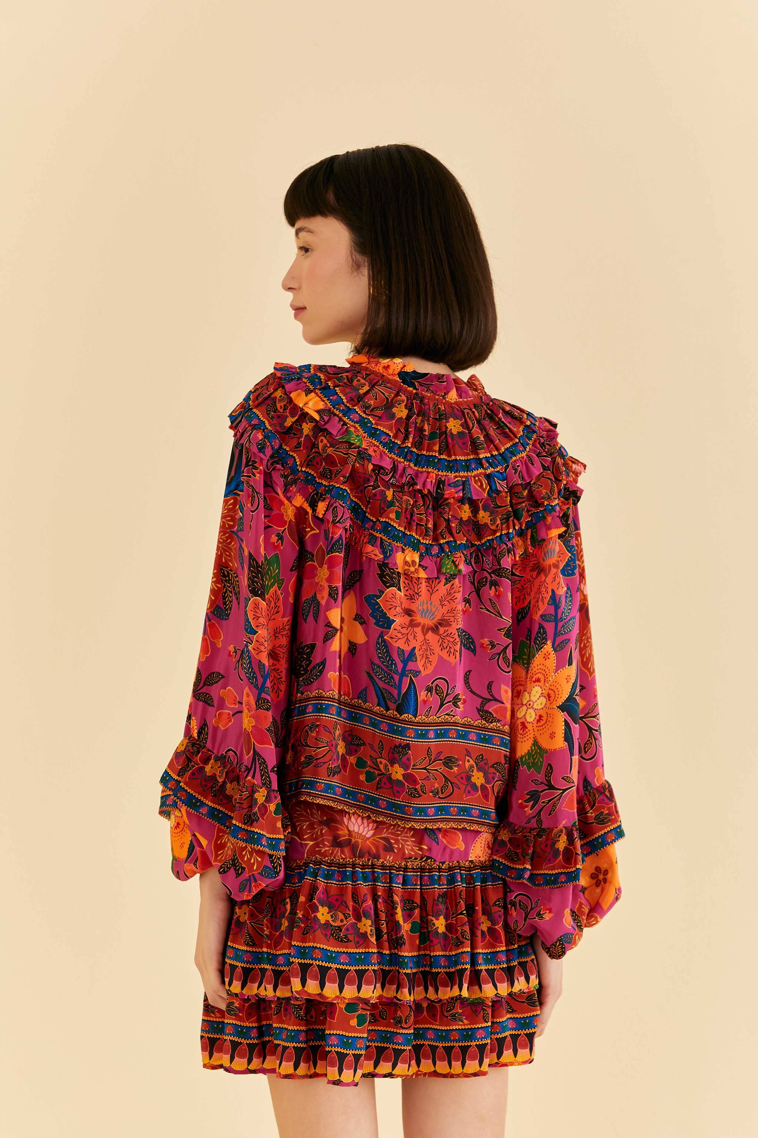 Pink Tropical Tapestry Long Sleeve Blouse sold by FARM Rio product image thumbnail 4