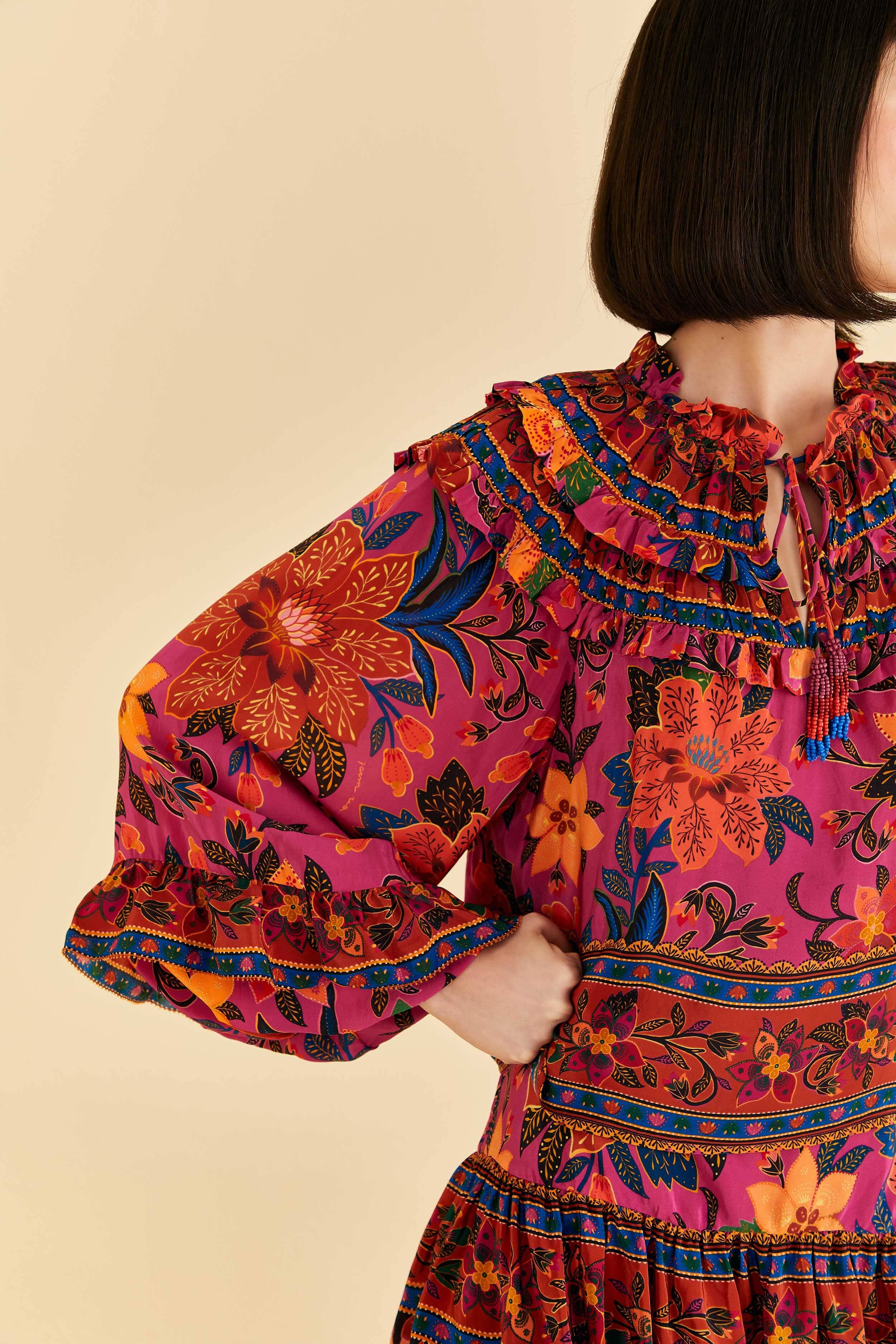 Pink Tropical Tapestry Long Sleeve Blouse sold by FARM Rio product image thumbnail 3