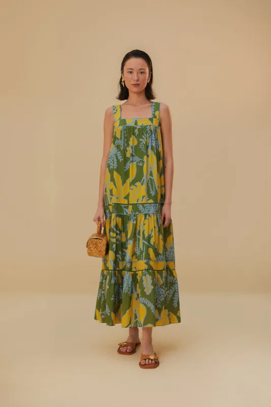 Green Foliage Sketch Sleeveless Maxi Dress sold by FARM Rio