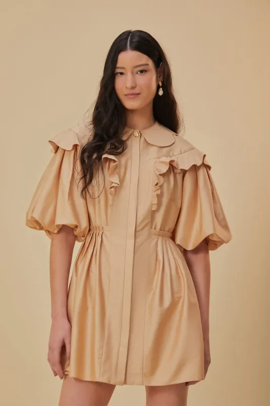 Beige Short Sleeve Mini Dress sold by FARM Rio