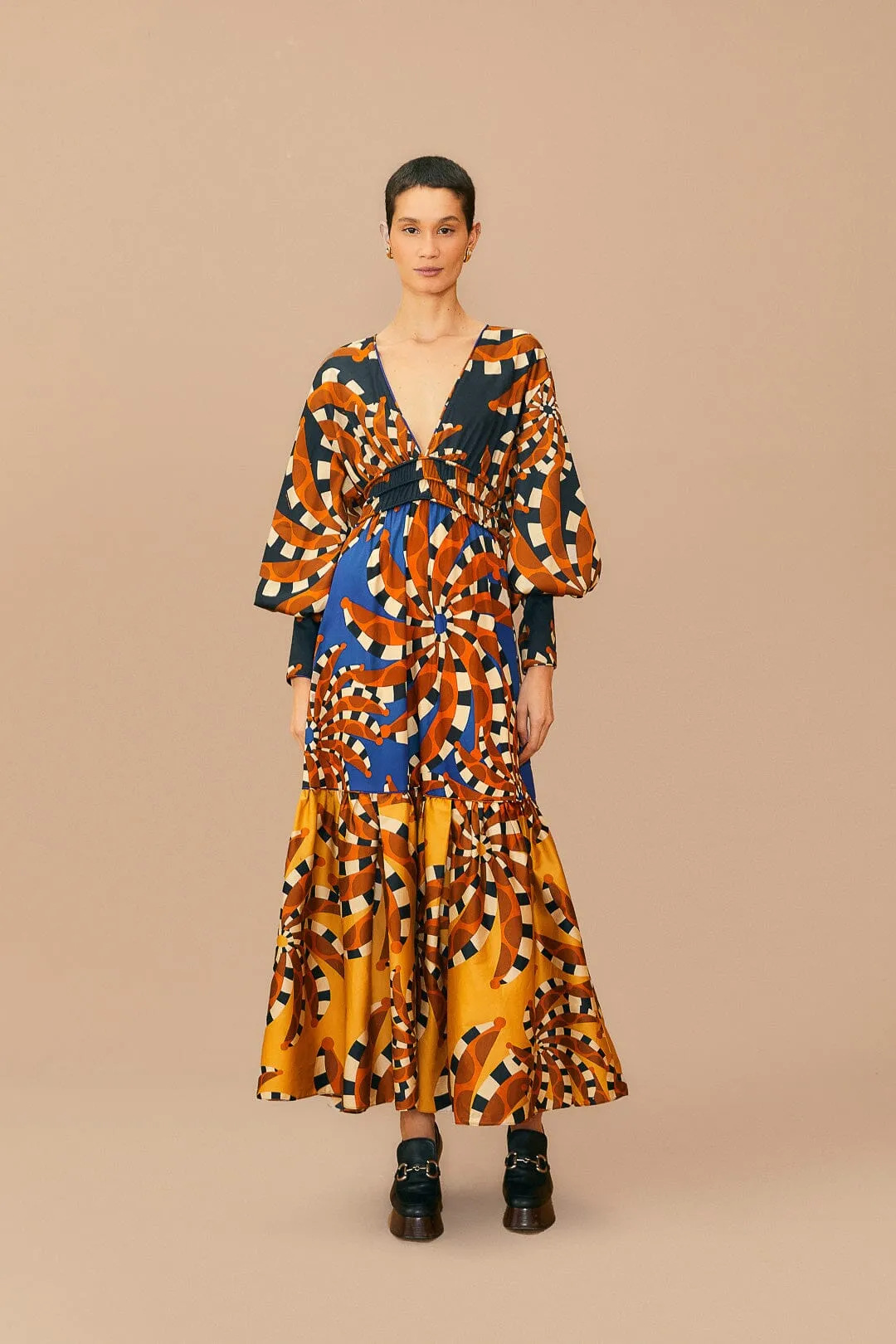 Mixed Bananada Long Sleeve Maxi Dress sold by FARM Rio