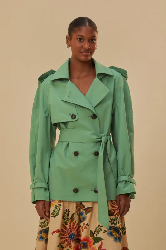 Green Short Trench Coat sold by FARM Rio