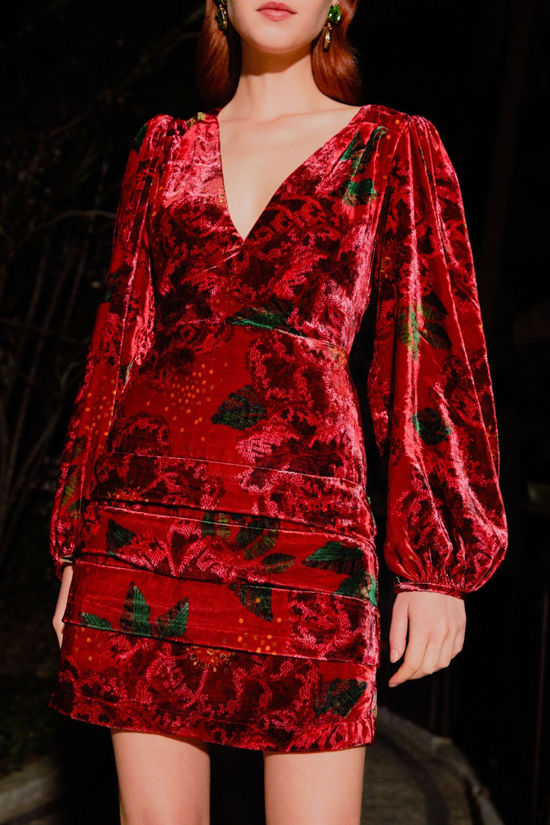 Red Shiny Flowers Mini Dress sold by FARM Rio product image thumbnail 5