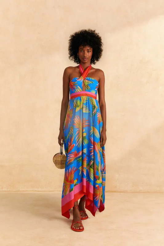 Blue Painted Birds Maxi Dress sold by FARM Rio