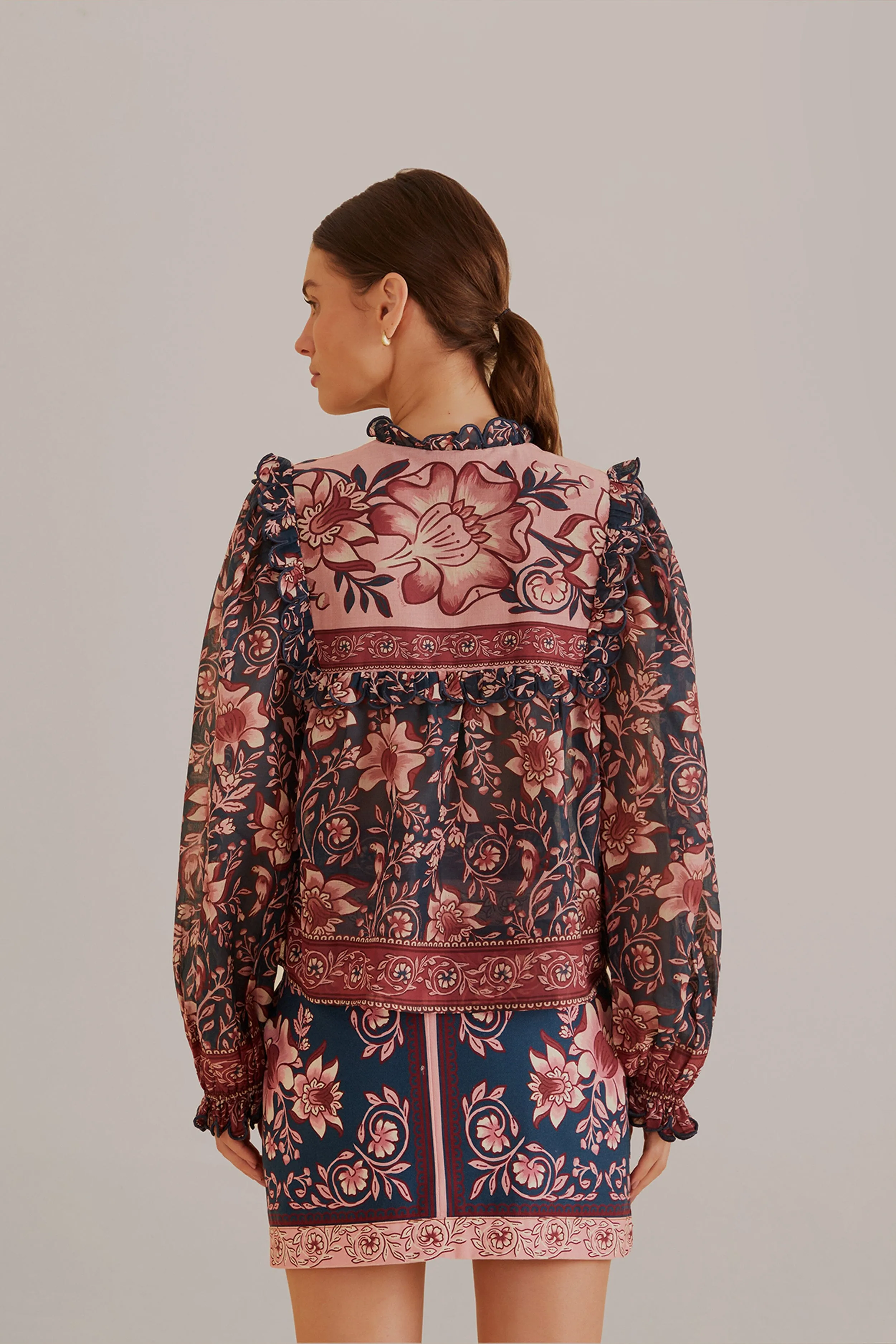 Teal Ainika Charm Long Sleeve Blouse sold by FARM Rio product image thumbnail 4