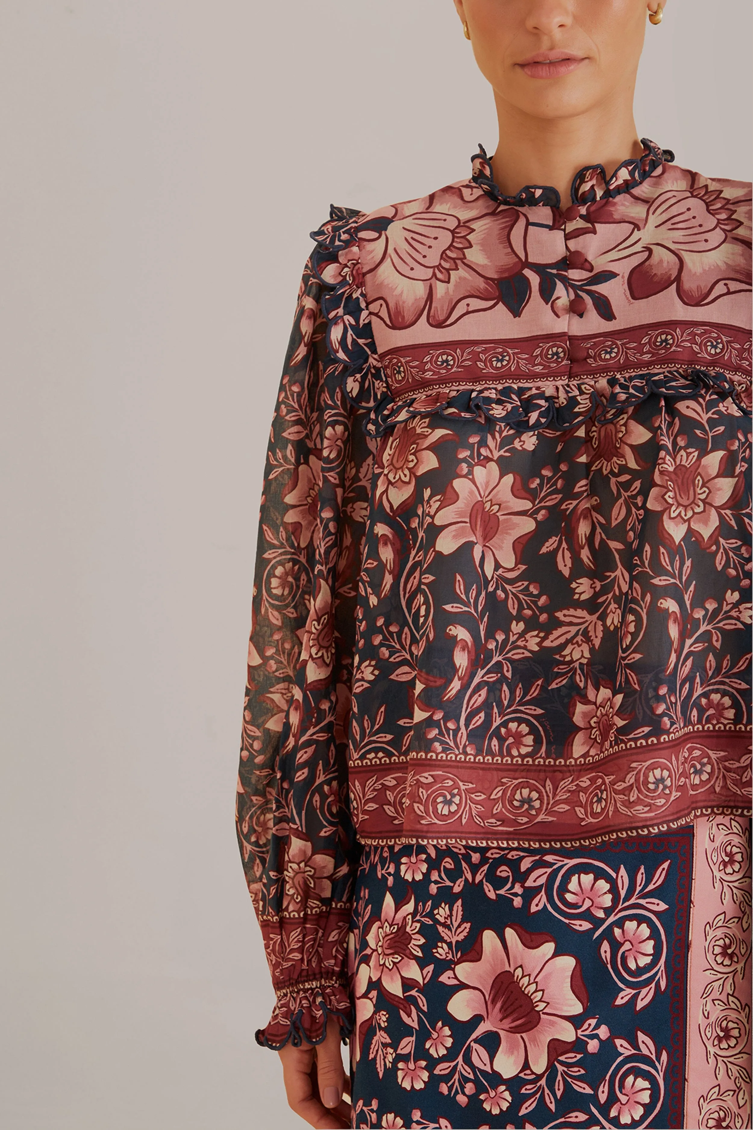 Teal Ainika Charm Long Sleeve Blouse sold by FARM Rio product image thumbnail 3