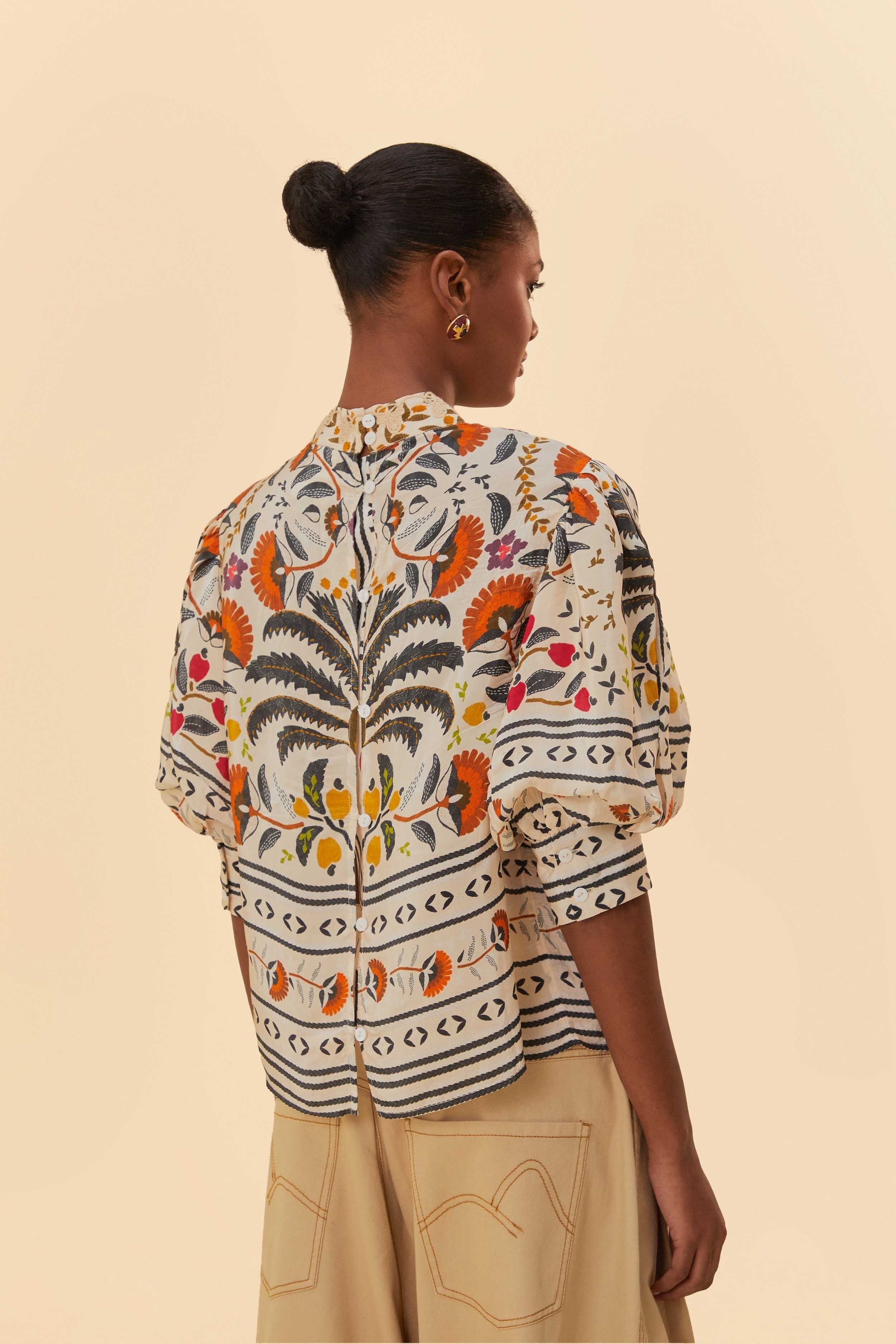 Sand Palms Paradise High Neck Blouse sold by FARM Rio product image thumbnail 4