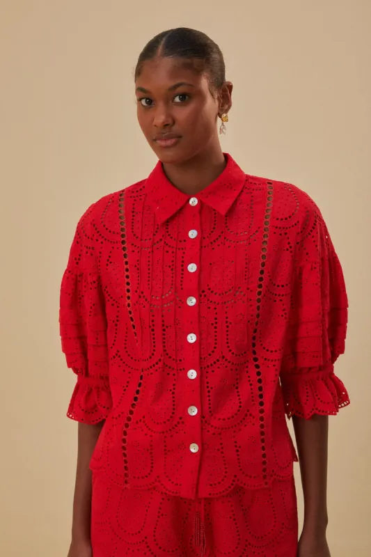 Red Pineapple Eyelet Blouse sold by FARM Rio