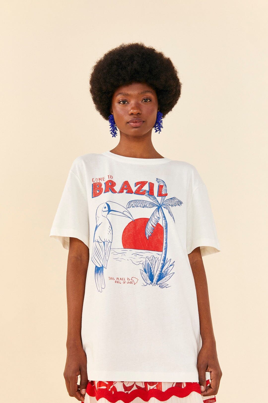 White Come To Brazil Organic Cotton T-Shirt sold by FARM Rio
