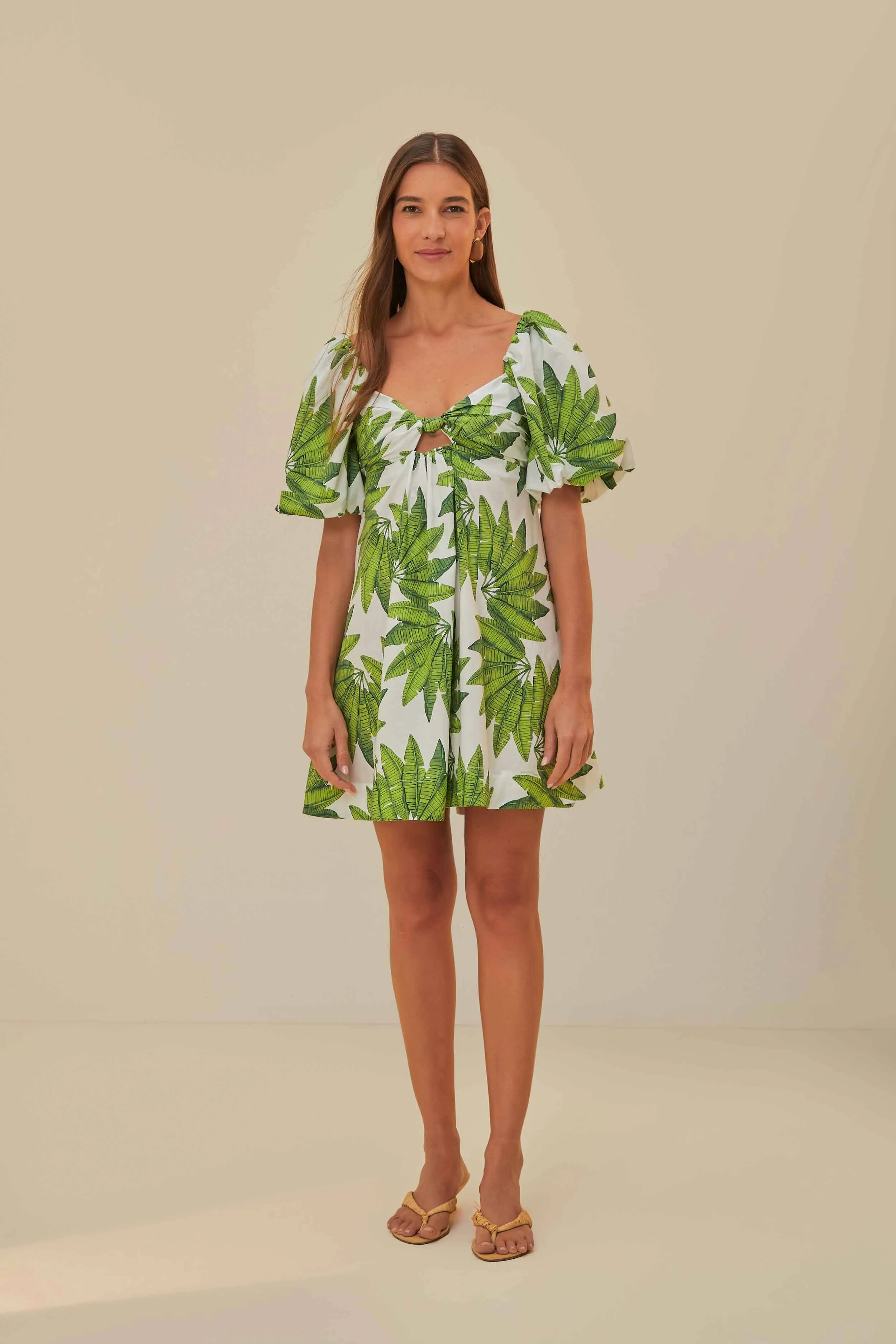 Off-White Palms Fan Mini Dress sold by FARM Rio product image thumbnail 2