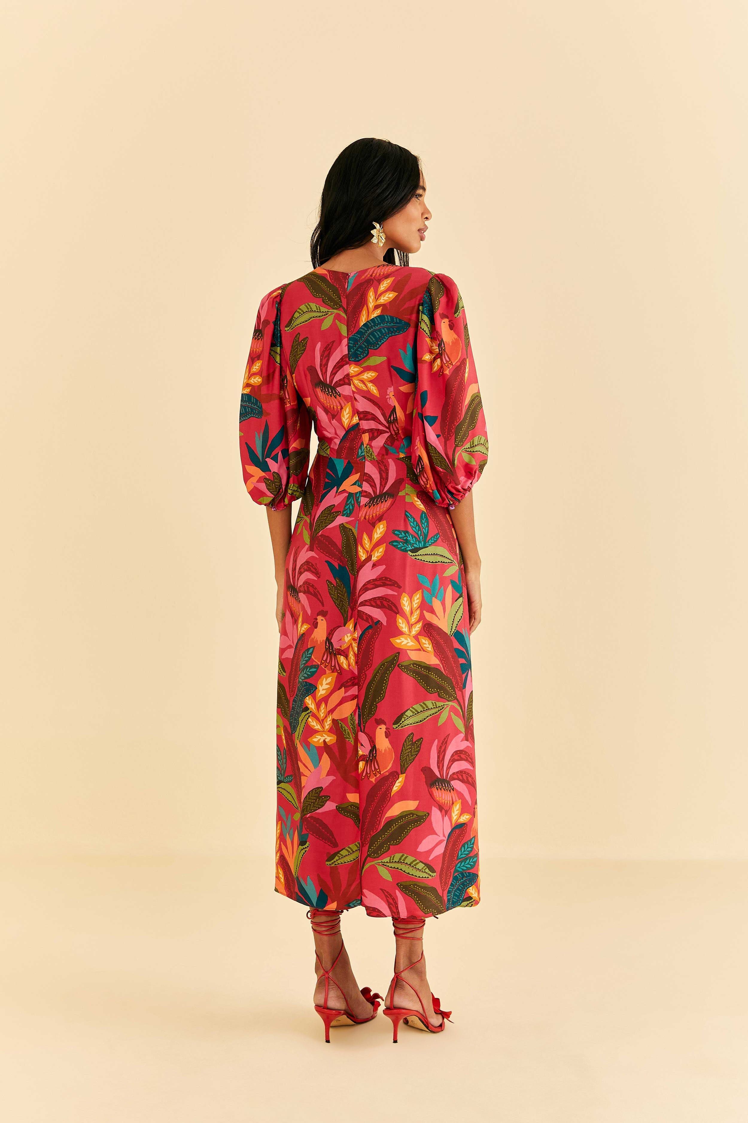 Red Rooster Leaves Short Sleeve Maxi Dress sold by FARM Rio product image thumbnail 4