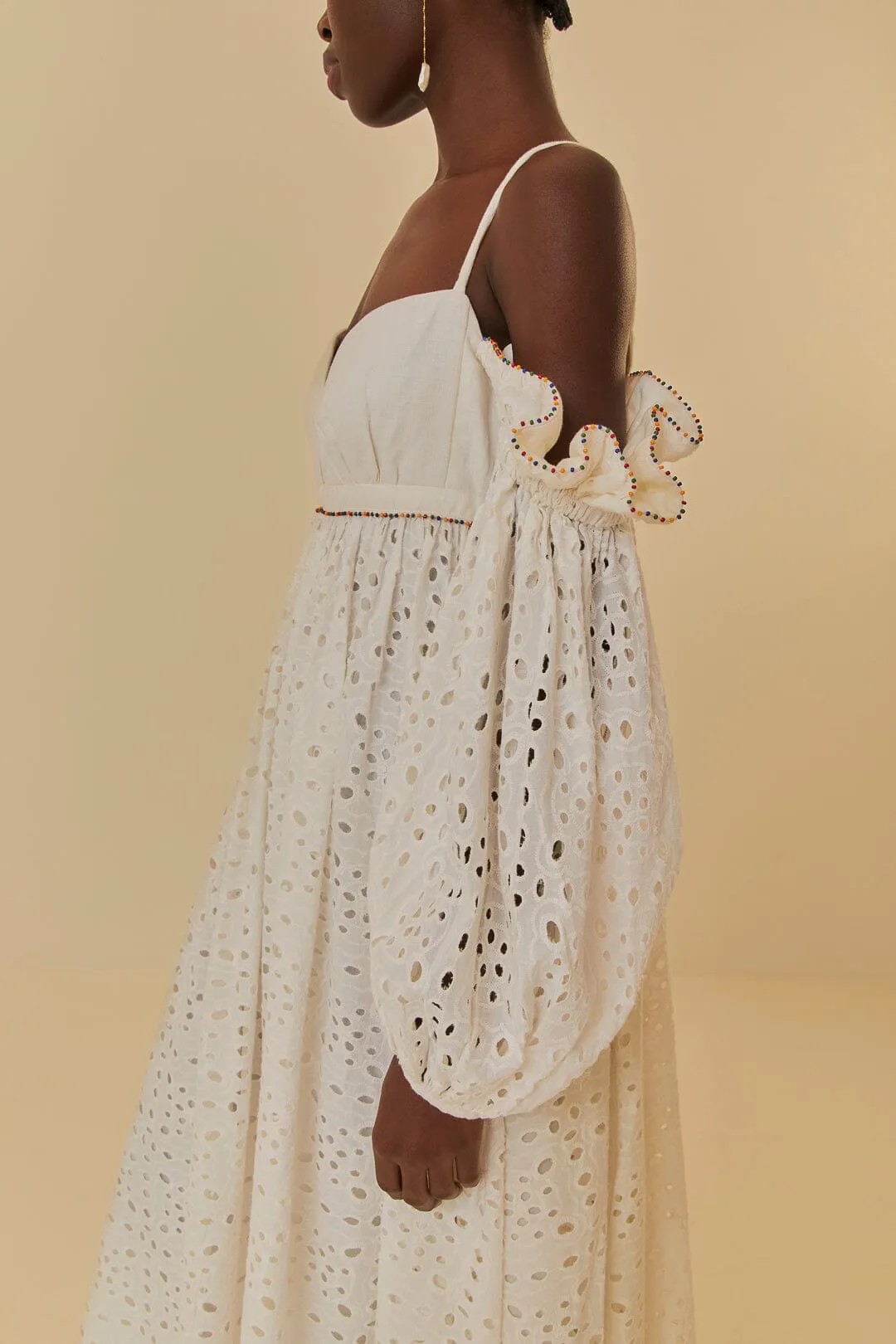 Off-White 3D Flower Maxi Dress sold by FARM Rio product image thumbnail 3