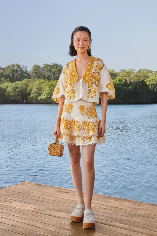 Off-White Aura Floral Mini Skirt sold by FARM Rio