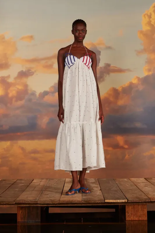 White Beaded Fishes Sleeveless Maxi Dress sold by FARM Rio