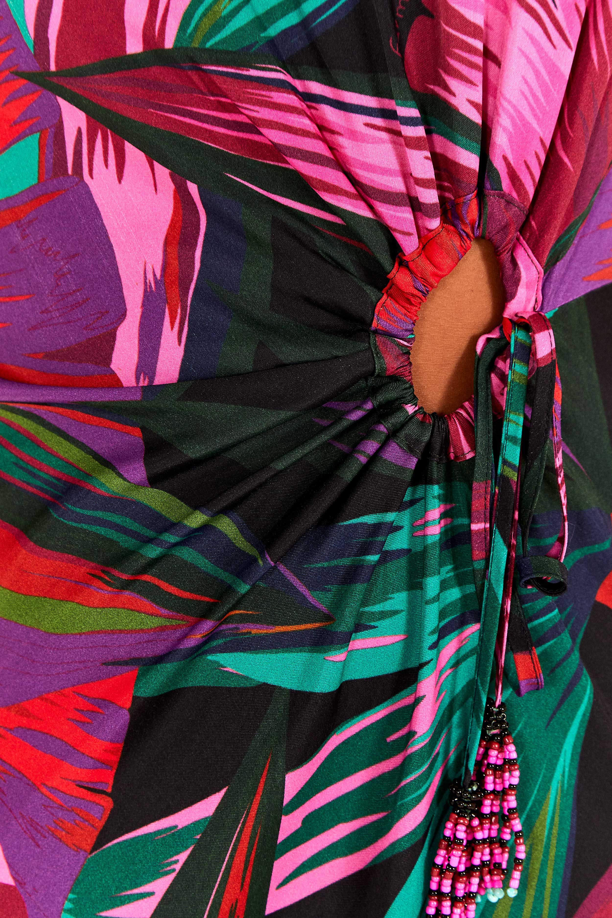 Midnight Leaves Lenzing™ Ecovero™ Viscose Cut Out Dress sold by FARM Rio product image thumbnail 5