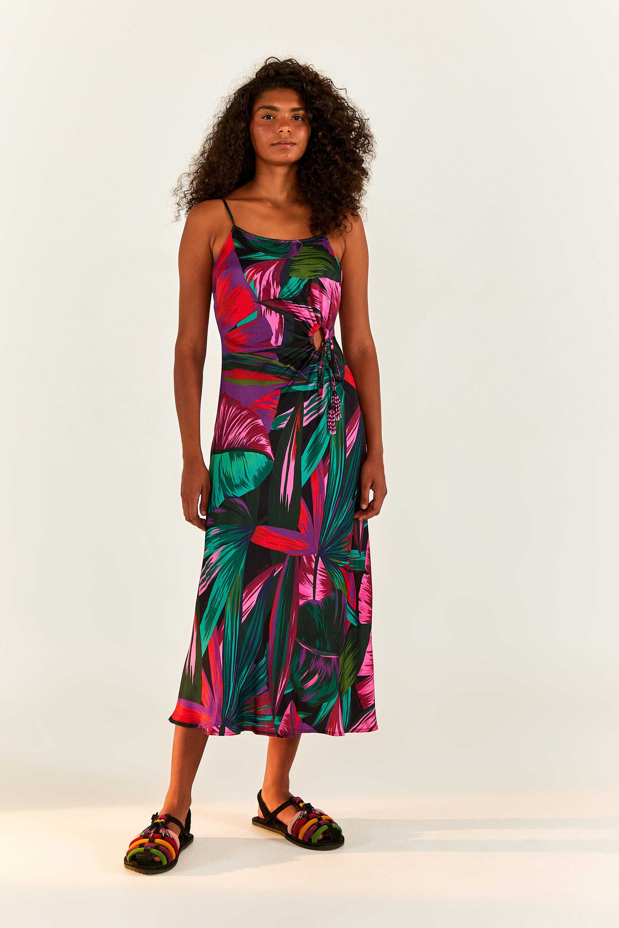 Midnight Leaves Lenzing™ Ecovero™ Viscose Cut Out Dress sold by FARM Rio product image thumbnail 4