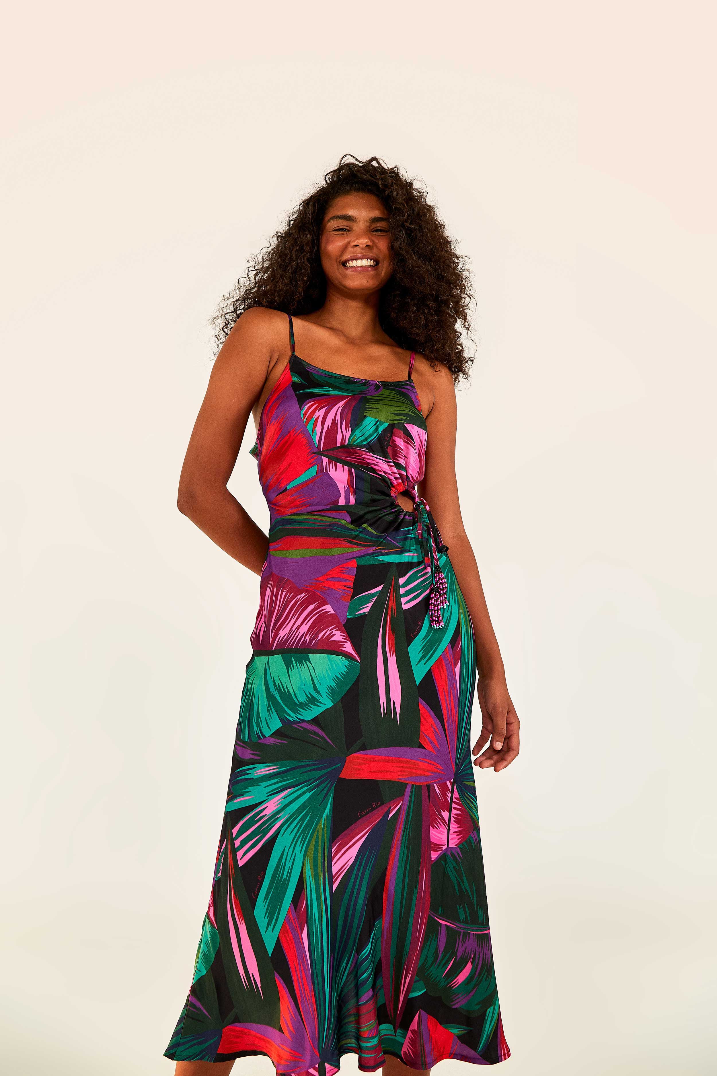 Midnight Leaves Lenzing™ Ecovero™ Viscose Cut Out Dress sold by FARM Rio