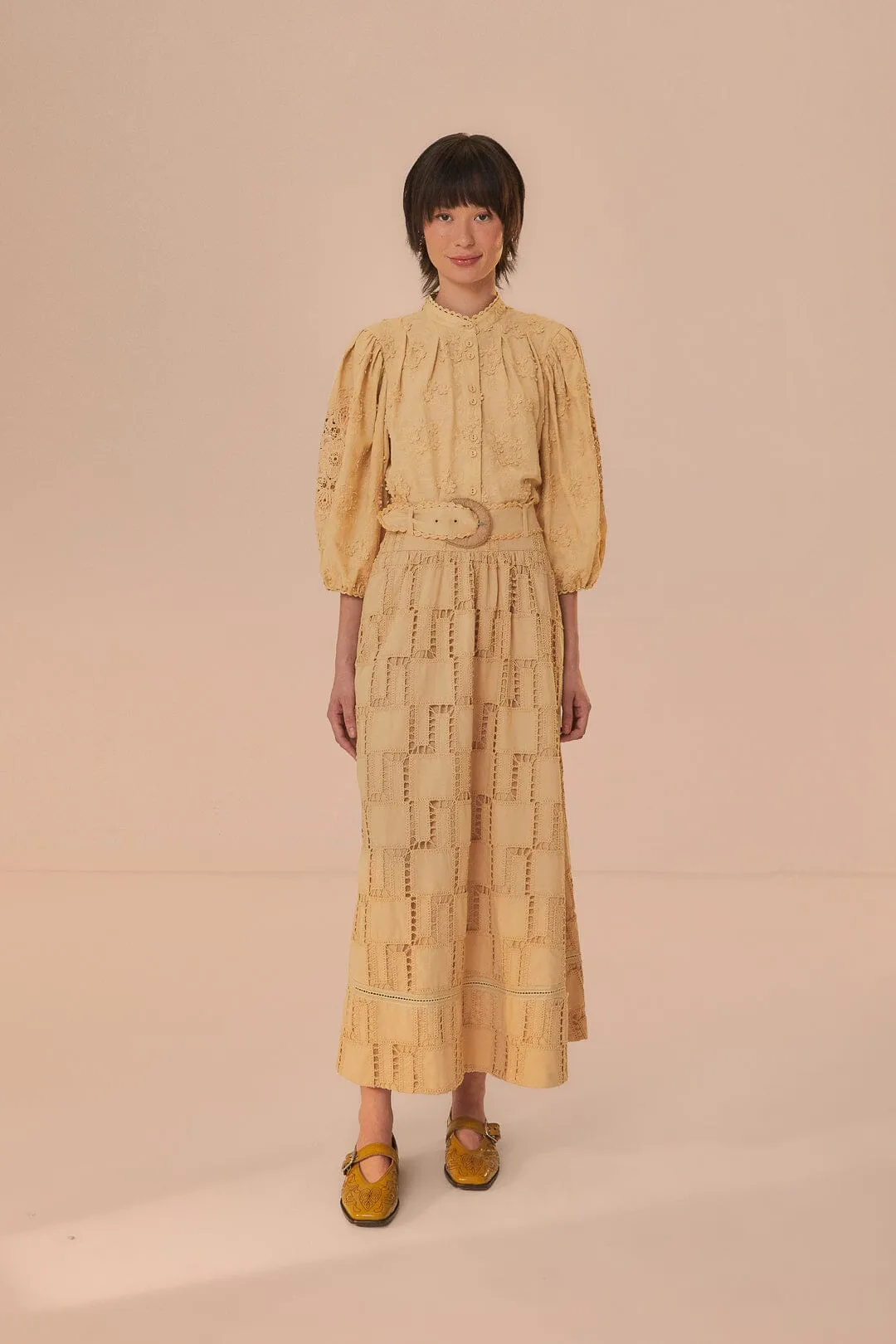 Sand Crochet Midi Skirt sold by FARM Rio