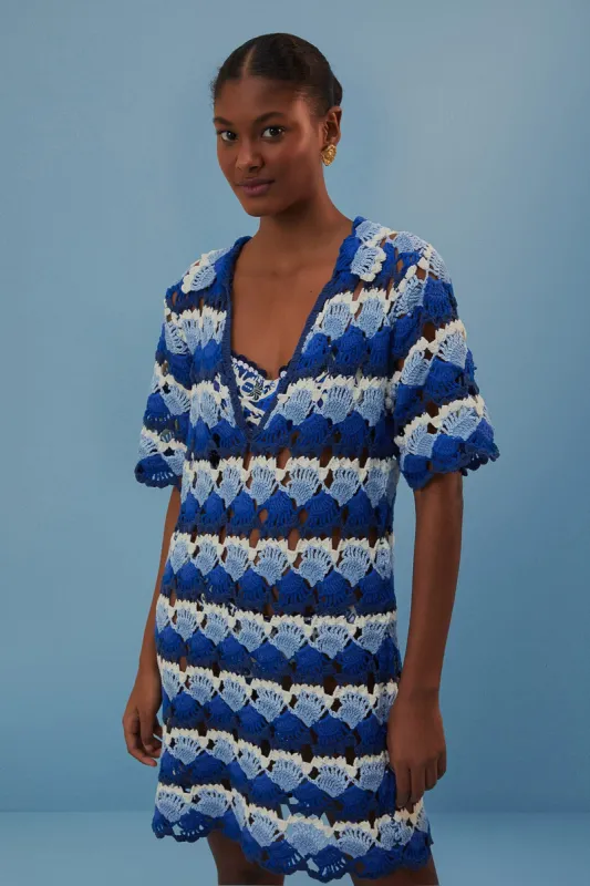 Blue Fan Stitch Crochet Dress sold by FARM Rio
