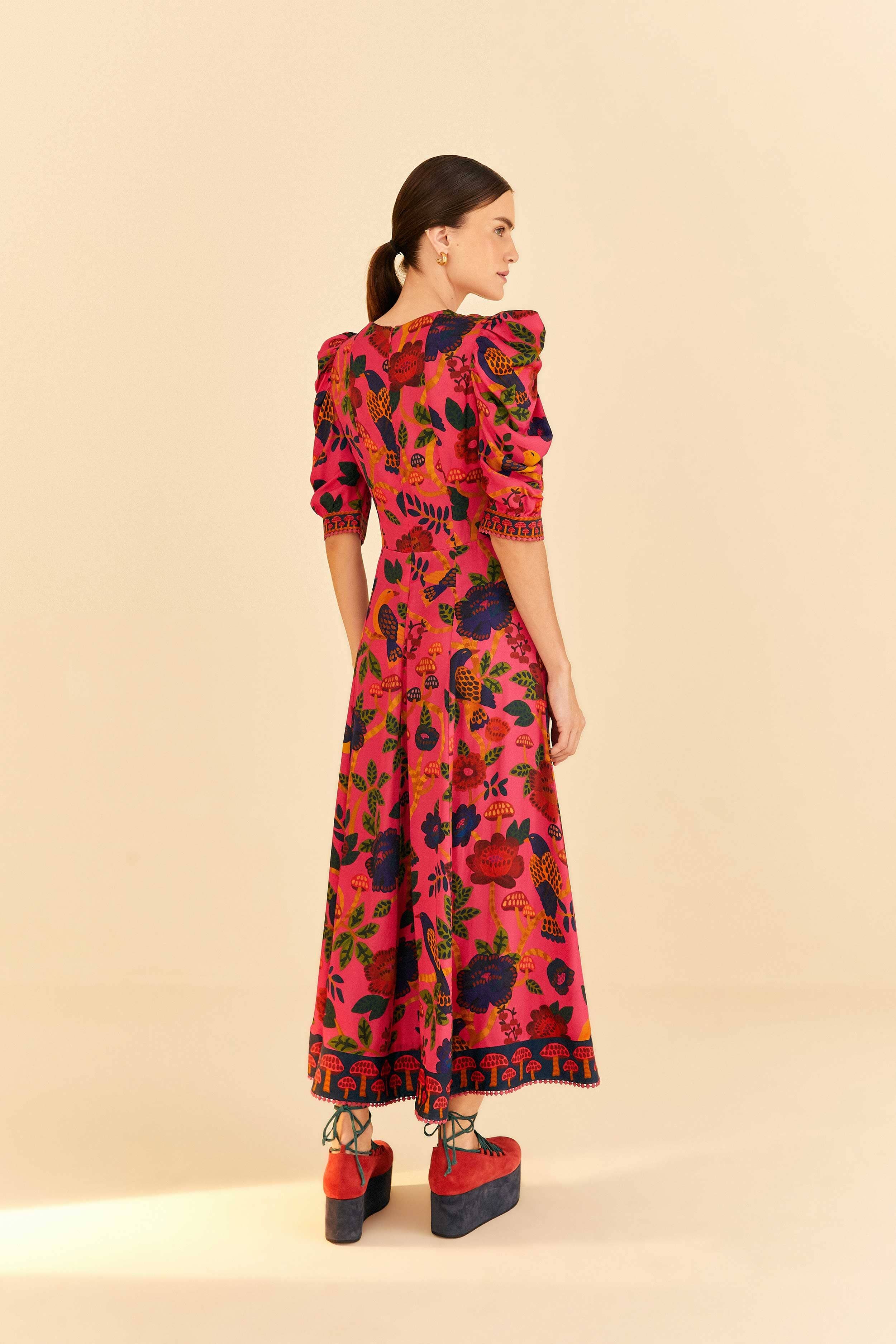 Pink Sweet Forest Midi Dress sold by FARM Rio product image thumbnail 3