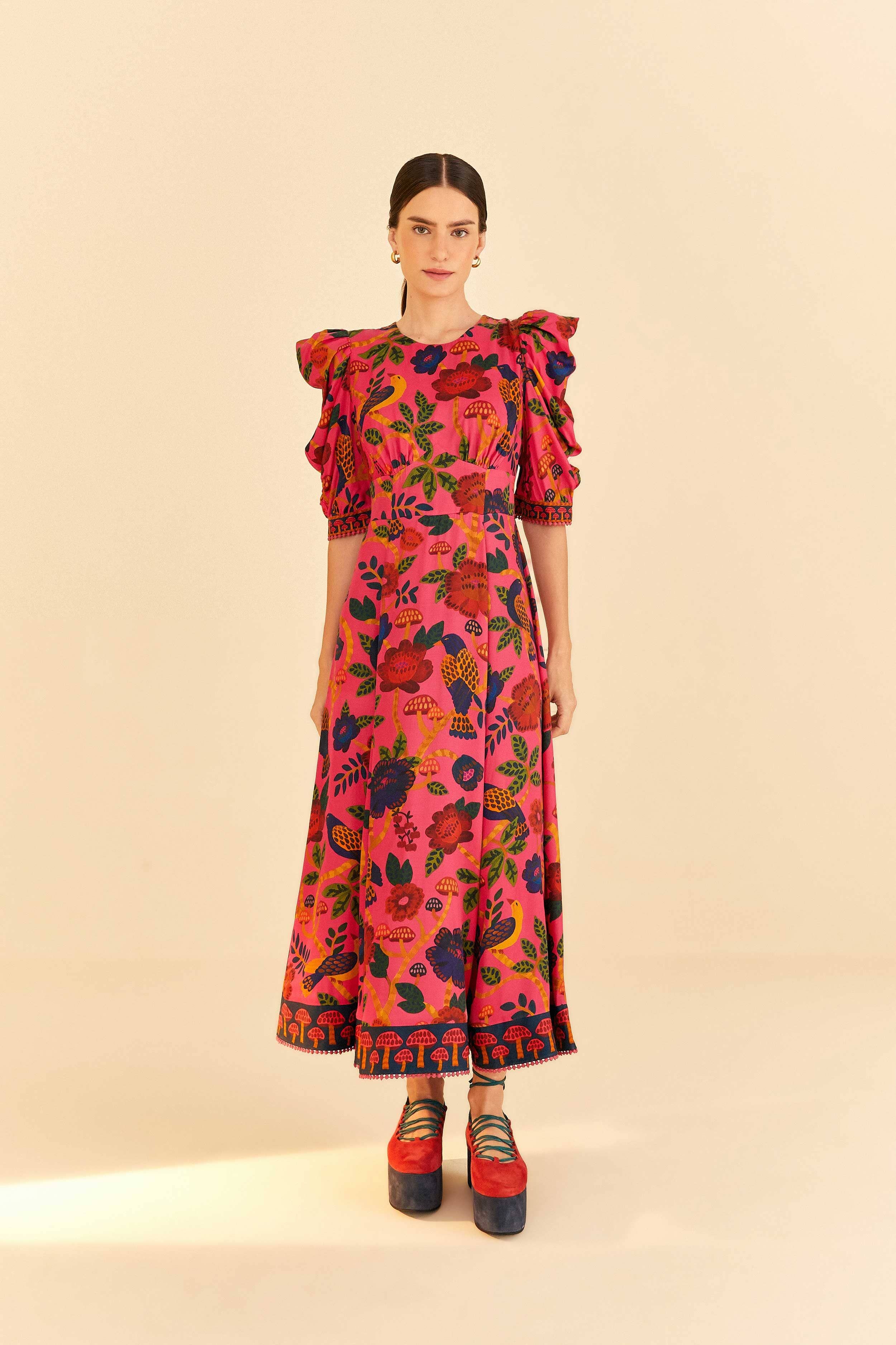 Pink Sweet Forest Midi Dress sold by FARM Rio product image thumbnail 5