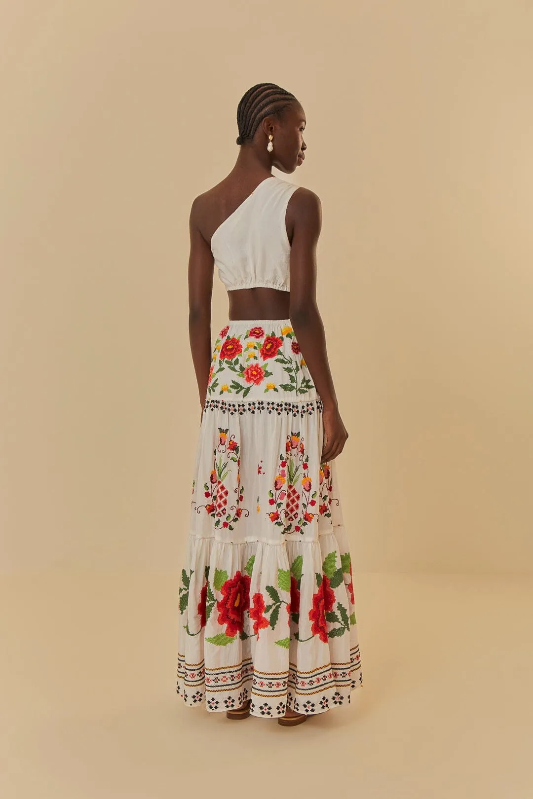 Off-White Embroidered Carmina Floral Maxi Dress sold by FARM Rio product image thumbnail 4