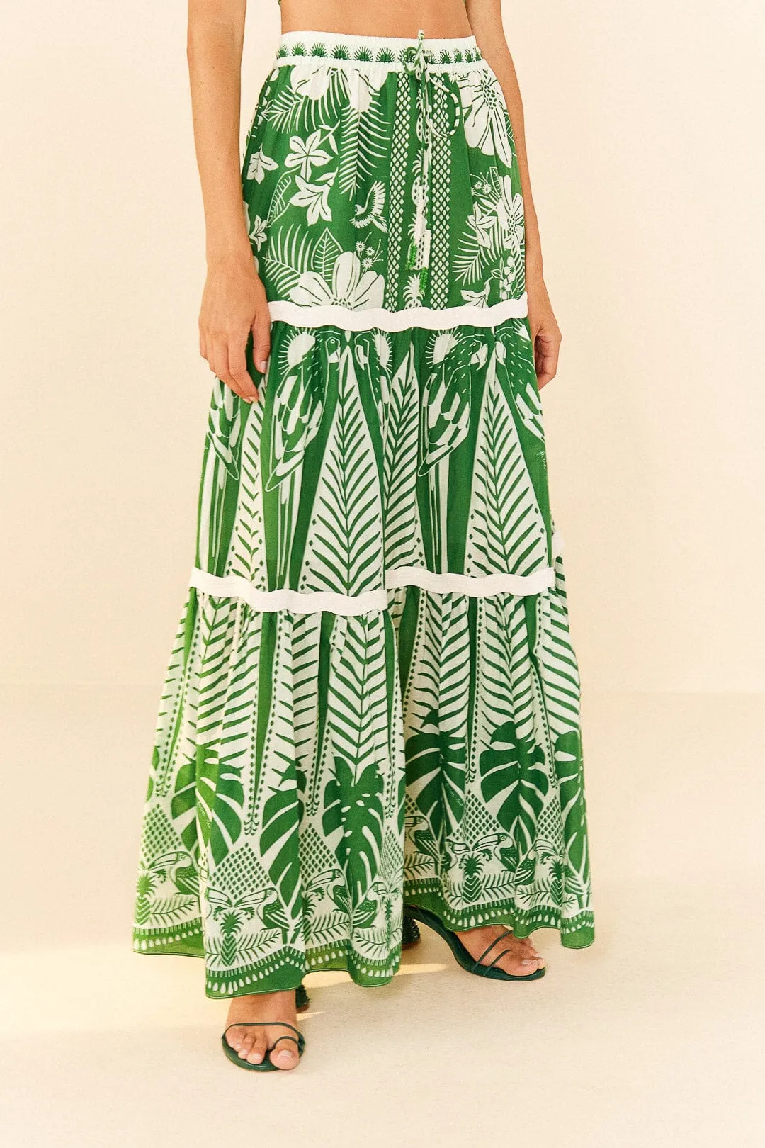 Off-White Macaw Elegance Maxi Skirt sold by FARM Rio product image thumbnail 2