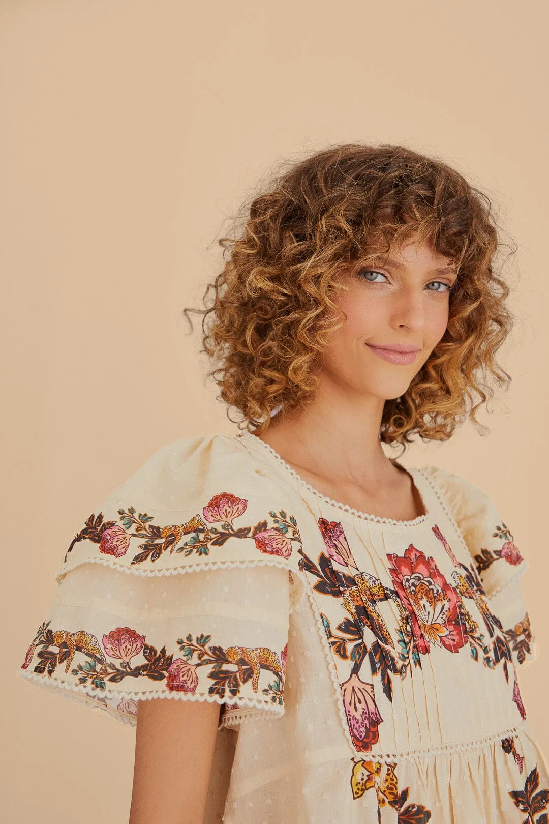 Sand Leopard Flowers Blouse sold by FARM Rio product image thumbnail 3